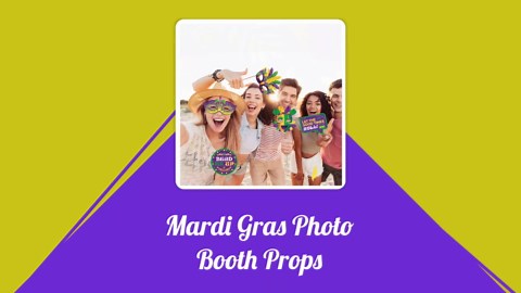 36pc Mardi Gras Photo Booth Props - Masquerade Decorations for New Orleans Party Supplies