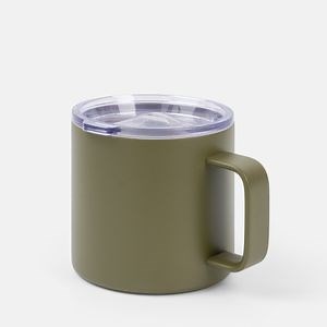 [Hot Item] Custom Logo 14 Oz White Double Wall Vacuum Tumbler Cup Powder Coated Insulated Stainless Steel Coffee Mugs Handle with Lid