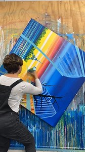 I’m making progress on this custom piece! This painting has pre-sold through DegreeArt.com 💙 #paintingtimelapse #drippainting #liquidacrylics #paintingwithsqueezebottles #painting #artistatwork #canadianartist #paintingtechnique #amyshackletonart | Amy Shackleton Art
