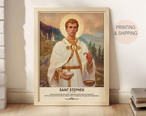 St. Stephen Portrait | Catholic Saint Print | Religious Wall Decor. - Etsy