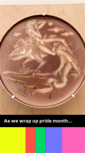 As we continue to celebrate queer artists in June (and all year round!) Sascha Brastoff is worth noting! Brastoff’s unusual career started with decorating Macy’s window displays with his ceramics. He was a young artist in New York City with a growing reputation when he was ultimately drafted in WWII. There, Brastoff joined the United Services Organization (USO), designing costumes and props for performances to entertain the troops. As a lifelong drag queen, this was a perfect fit for him- and ev