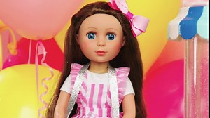 Glitter Girls – 14-Inch Doll Clothes & Accessories – Have A Gradient Day Outfit – Rainbow Leggings, Hair Bow, Denim Shorts, Pink Heart Jacket, and Glitter Shoes 3+ Years
