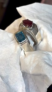 💎✨ Aquamarine & Ruby Rings – Natural Gemstone Duo ✨💎 A beautiful showcase of two separate handmade rings in one collection — featuring the calm elegance of Natural Aquamarine and the bold power of Natural Ruby. Two different gemstones, two unique energies, perfectly presented together. 💎 Gemstones: • Natural Aquamarine – Cool sky-blue, calm & elegant • Natural Ruby – Deep red, bold & royal 💍 Metal: 925 Sterling Silver 🖐️ Craftsmanship: Handmade • Premium Finish ✨ Style: Elegant • Bold • Uni