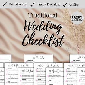 Printable Traditional Wedding Checklist | PDF Download | Wedding Guide | Planning Checklist - Etsy