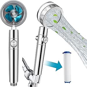 Handheld Power Shower Head,Vortex Shower Head with Filter and Pause Switch,Removable Propeller Shower Head,Water Saving 360 Power Shower Head