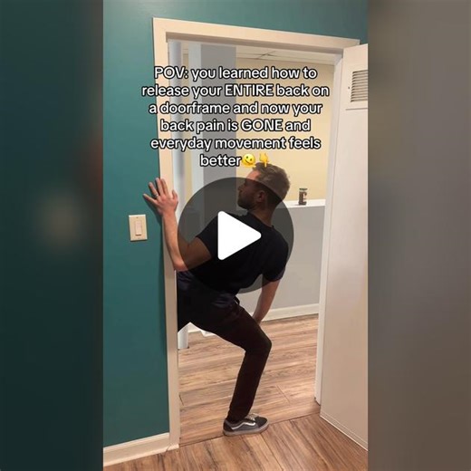 Release your ENTIRE back in seconds at home by using a doorframe and this simple stretch! #back #backcrack #trending #viral