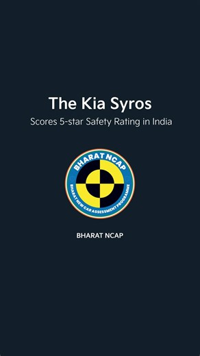 The Kia Syros earns 5-star safety recognition from BNCAP. Kia’s latest compact SUV, the Kia Syros, has secured a 5-star rating in the Bharat New Car Assessment Programme (BNCAP). It demonstrates outstanding safety performance with an impressive score of 33.06/34 in Adult Occupant Protection and 45/49 in Child Occupant Protection. With a top score in India’s new safety assessment program, the Syros sets a new benchmark for passenger protection. Its rigid, high-strength steel K1 platform, advanced
