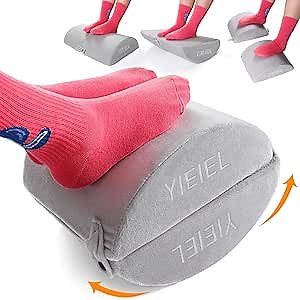 Under Desk Footrest, Adjustable Memory Foam Ergonomic Foot Rest for Added Height, Leg Stool Support, Relieve Knee Pain Foot Stool for Office Chair & Gaming Chair (Grey)