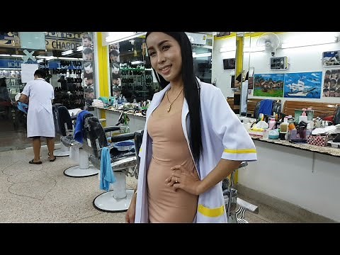 💈$3 STRAIGHT RAZOR SHAVE by Beautiful Ladyboy "Nin" 🇹🇭 Pattaya Thailand