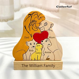 Personalized Wooden Lion Family Members Puzzle,diy Engraved Name Family Puzzle,keepsake Gifts,bedroom Decor,birthday Gift,festival Gift - Etsy