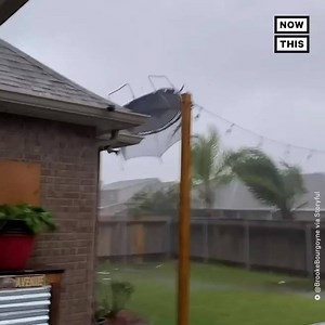 85K views · 583 reactions | Hurricane Zeta made landfall in Louisiana with 110-mph winds — enough to send this outdoor trampoline flying in the air | NowThis | Facebook