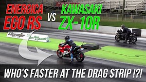 ⚡ Energica EGO RS vs Kawasaki ZX-10R: Who's Faster At The Drag Strip? In the third installment of the Energica RS video series, Brock delves deeper into the question: "Does an electric sportbike align with my riding preferences, and if so, where?". In the first video, he shares his initial impressions after taking the EGO RS for a spin (https://bit.ly/47D7Uph). In Video 2, he compares the power output of the RS with various ICE configurations and is astounded by the incredible torque unleashed b