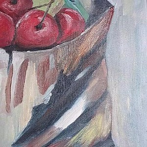 Red Green Apple in a Brown Bag Abstraction Artoilpaint Home Wall Room Decor Birthday Gift Handmade Mothers Valentinas Day Present 12*16inc - Etsy