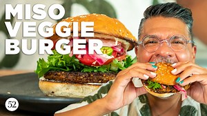 5.4K views · 132 reactions | Rick Martinez is back for another episode of Sweet Heat to take on the notoriously tricky veggie burger. These burgers are made from sweet potato, squash, mushrooms, and quinoa, and full of meaty, umami flavor, from miso with a little heat from gochujang. Recipe here: https://f52.co/3RbDz9h | Food52 | Facebook