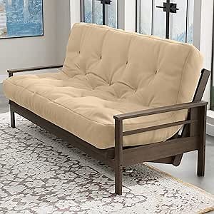 Loosh Home | 6" Twin Size Futon Sofa Bed Foam Mattress - USA Made, Beige, No Frame