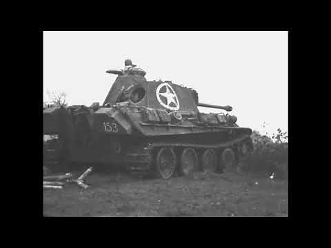 A captured German Panther tank in action with the 6th Guards Tank Brigade in November 1944