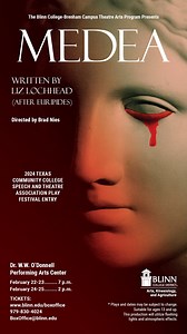 Get ready for Theatre Arts at Blinn College (Brenham)'s "Medea" which opens this Thursday, Feb. 22 on the #BlinnBrenham Campus: https://bit.ly/3I1HLpd | Blinn College | Facebook
