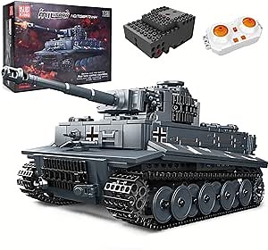 Mould King 20014 Tiger Tank Building Blocks Toy, MOC Technology Tiger Tank, Military Vehicle Model Construction Blocks Toys with with Remote Controller