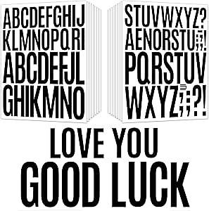 16 Sheets Letter Stickers Large 2+3 Inch, Big Vinyl Alphabet Letter Stickers Waterproof, Black Capital ABC Decals Labels Mailbox Poster Bulletin Board Signs Classroom Office DIY Crafts Art