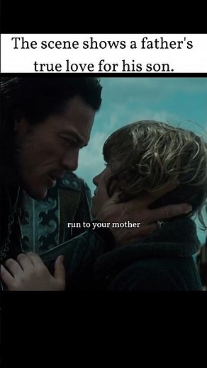 The scene shows a father's true love for his son.