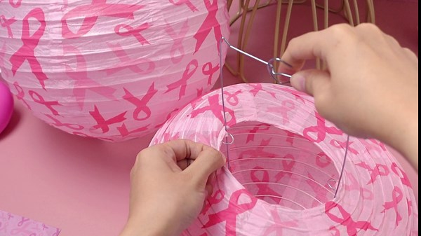 VIHOSE 16 Pcs Breast Cancer Awareness Ribbon Paper Lanterns Pink Paper Lanterns Chinese Japanese Paper Lanterns Pink Ribbon Decorations for Party, Fundraiser Charity Event Supplies, Outdoor Hanging
