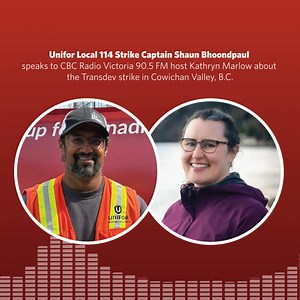 3.6K views · 41 reactions | “It’s hard to find a clean bathroom that’s available for use and we don’t get the breaks to utilize," Transdev bus driver Shaun Bhoondpaul tells CBC Radio about why Unifor members remain on strike in Cowichan Valley after seven weeks. Listen here. | Unifor Canada | Facebook