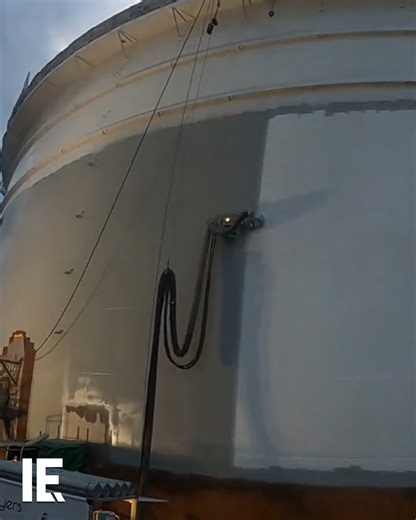 This robot neatly and efficiently coats tanks with paint, providing a safer alternative than humans and scaffolding. 📸: Twitter / QlayersBV | Interesting Engineering