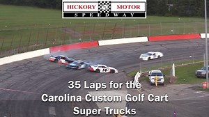 Racing returns this Saturday Night to America's Most Famous Short Track, Hickory Motor Speedway! 100 Laps(Twin 50s)-Late Models 50 Laps-Paramount Auto Group Limited Late Models in Round 6 of the Paramount Kia 'Big 10' Challenge 35 Laps-Carolina Custom Golf Cart Super Trucks 30 Laps-Street Stocks 25 Laps-4 Cylinders 25 Laps-Hickory Vintage Racers Grandstands Open 4:45pm Qualifying 5pm Racing 7pm Tickets: Adults $12.50 Teens & Senior Citizens $10.50 Children 12 & Under FREE | Hickory Motor Speedwa