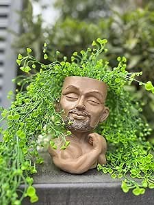 Face Planter Pot Head Planter - Beefcake Guy Plant Pots for Indoor and Outdoor Plants, Resin Succulent Planters with Drainage Hole，DIY Gifts for Family and Friends