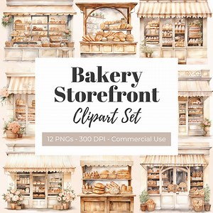 Bakery Storefront Clipart, Watercolor Clipart, Bakery Shop, Bread Bakery, Pastry Shop, Storefront Scene, Cake Shop Storefront PNG - Etsy
