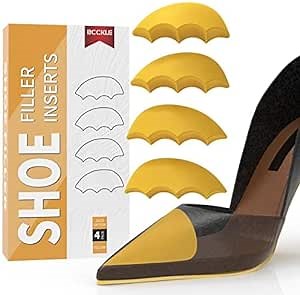 Shoe Fillers for Loose Shoe,Toe Filler Inserts,Shoe Inserts for Shoe Too Big,Heel sliping Make Shoes Fit,for Both Men and Women.Middle:(Half to One Size Bigger)/Yellow
