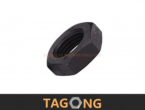 [Hot Item] Black 6h Class8 M16 M18 ISO8675 Hex Thin Nuts Chamfered Metric Fine Pitch Thread Fasteners Factory