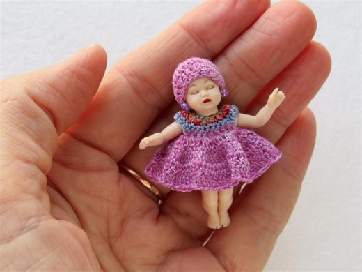 Heidi Ott Baby Clothes Dollhouse Dress and Hat Miniature Outfit - Etsy UK