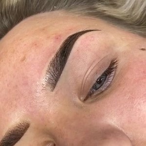 Ombré brows by Georgia immediately after. They will fade and soften once healed around 10 days later 😍 | Charmaine Harding Permanent Makeup