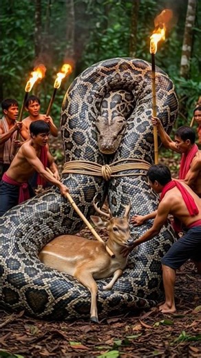 Brave Tribe Saves Deer from Giant Python!