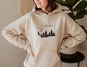 Washington Hoodie, Washington State Map Hoodie, Washington Travel Gifts Hoodie, Washington Souvenir Hoodie, Washington Forest Hoodie - Etsy