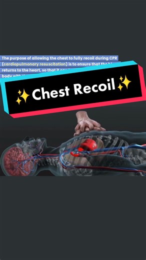 During CPR, chest compressions are performed to manually circulate blood through the body, as the heart is not pumping on its own. Effective chest compressions require adequate pressure and depth to be applied to the chest to create blood flow. However, when the chest is compressed during CPR, it must also be allowed to recoil back to its normal position to allow blood to flow back into the heart and lungs. #EMS #paramedic #paramediclife #EMT #EMTlife #firstresponder #firstresponders #CPR #BLS #