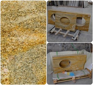 [Hot Item] Gold Imperial Granite Stone Laminate Solid Countertop for Kitchen Cabinet