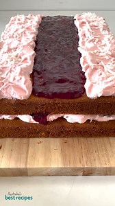 Iced VoVo lovers, unite! This easy slab cake recipe is guaranteed to wow at a bake sale, birthday party or office morning tea! Click the link in our bio for the full recipe or search ‘BestRecipes Iced Vovo-inspired slab cake’. #easybaking #cakerecipe #cakerecipes #icedvovo #afternoontea #funbaking | Best Recipes