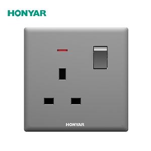 [Hot Item] Honyar UK Standard Switched Socket PC Glass Faceplate Single Gang 13A Wall Switch Socket