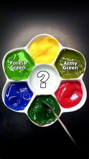 How to mix 4 New Shades of Green with just 3 Primary colors! #colormixing #paintmixing #colors #asmr