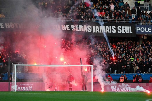 Ligue 1. Match arrêté entre Montpellier et Saint-Étienne après des incidents en tribunes : début d’incendie, stadier blessé