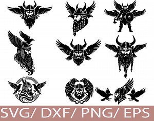 Viking Warrior Silhouette SVG Bundle, Norse Beard Helmet Raven Tattoo Art - Etsy Canada