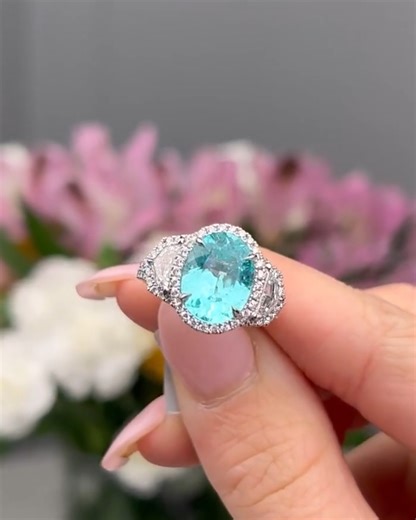 1.6K views · 152 reactions | Dream of ocean sunsets and seaside summers with couture Paraiba Tourmaline.  Where are you spending your summer?  Shop couture and stay tuned for more exclusive couture pieces from #RCR2024: https://levian.co/3zm300O https://levian.co/3oBUuJv #couture #summer #finejewelry #tourmaline #ocean #beach #luxury #gems #gemstones #diamonds #ring | LeVian | Facebook