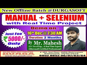 MANUAL + SELENIUM Offline Training @ DURGASOFT