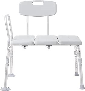 McKesson Transfer Bench, Shower Chair, Adjustable Height, Aluminum, 400 lbs Weight Capacity, 2 Count