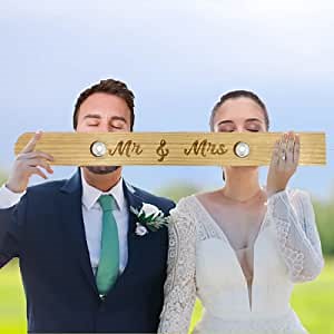 Wedding Decorations - Engagement Gifts for Couples Shot Board - Wedding Gift for Photo Prop Bridal Shower Anniversary Party (No Shot Glass)