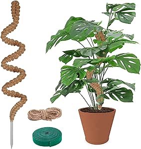 Moss Pole for Plants Monstera - 47 Inch Plant Stakes for Indoor, Moss Poles for Climbing Plants, Handmade Coco Coir Pole Plant Support for Creeper Plants Grow Upwards（Winding）