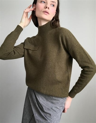 Women's 100% Cashmere Turtleneck Sweater, Warm Khaki-colored Winter Sweater - Etsy