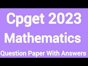MSC Mathematics|| Cpget 2023 || Question paper with answers
